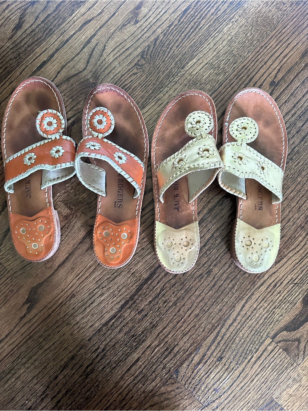 Jack Rogers Gold and orange classic flip flop sandals